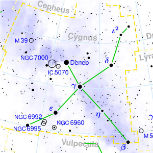 Mappa della costellazione del Cigno