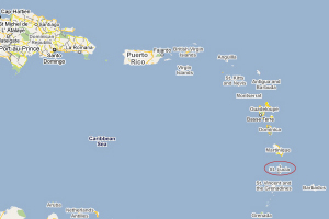 Isole dei Caraibi e Saint Lucia. Mappa