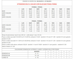 Ponza Formia. Dal 30.05 al 27.09 2015