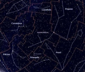 Andromeda e costellazioni vicine. Schema