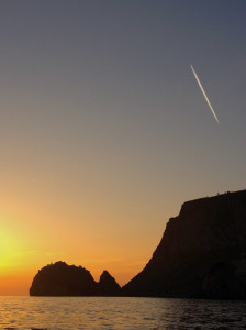 Faro della Guardia con scia di aereo. By Carlo Ponzi.OK