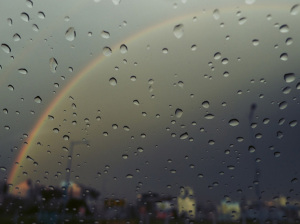 Rainbow. Raindrops