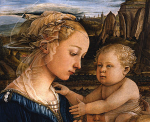 Filippo Lippi. Madonna con due angeli. ca 1455. Part. Firenze Uffizi